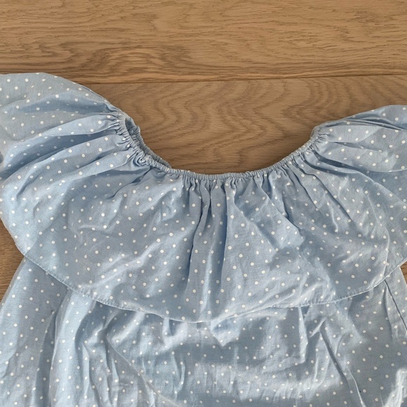 Off shoulder blue top with dots - Picture 2 of 3